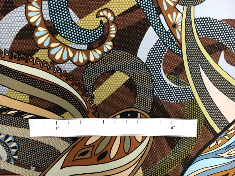 Printed Silk Charmeuse with Large Print Swirl Border1