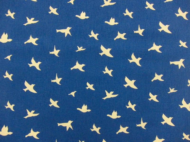 Cotton Canvas White Doves Print0