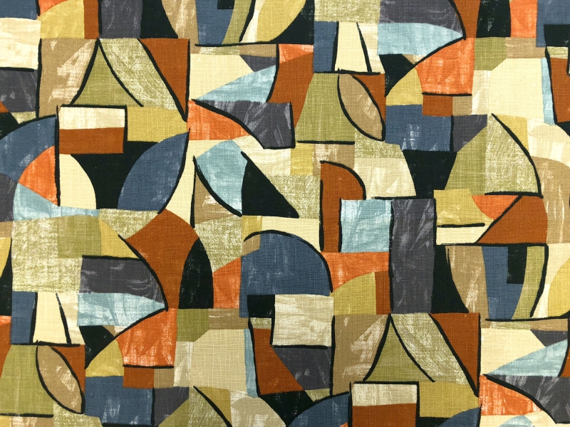 Cotton Canvas Upholstery Geometric Print0