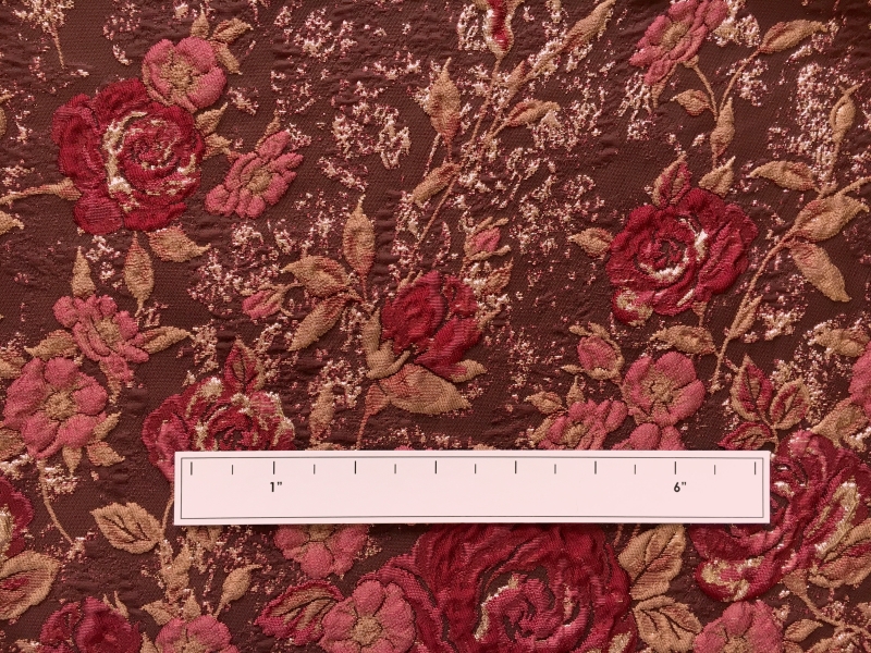 Brocade Panel with Metallic Cloqué Leaves and Floral Border1