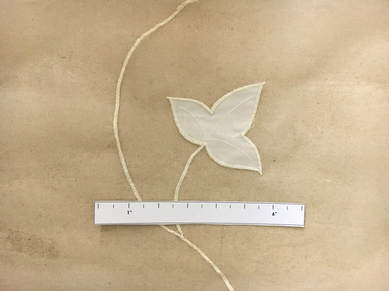 White Silk Organza Embroidered with Vines and Leaves in Cream1