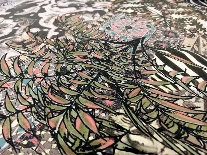 Printed Silk Crepe de Chine with Safari Scenes2