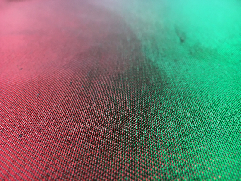 French Cotton Blend Iridescent Metallic Twill in Red and Green1