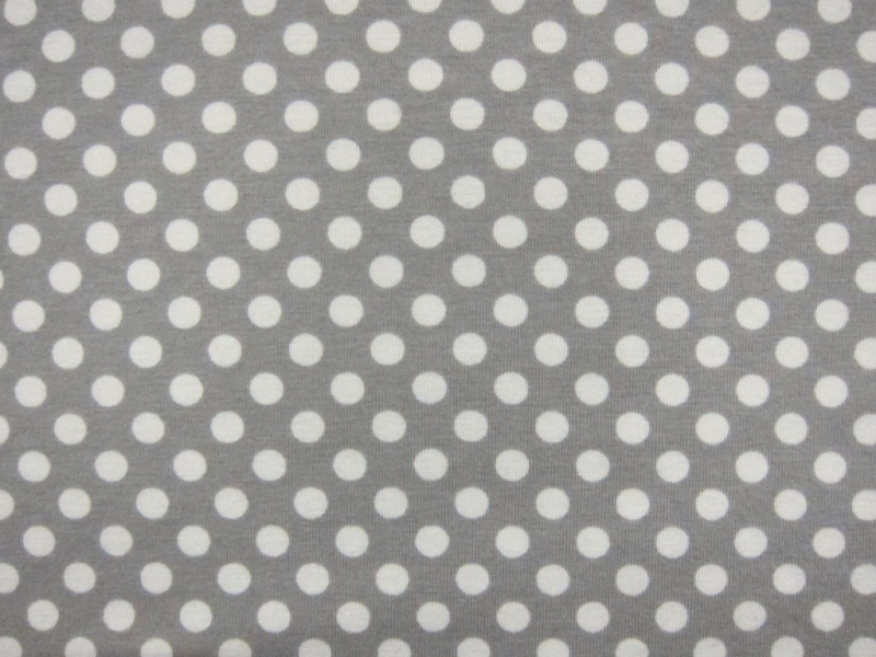 Cotton Jersey Polka Dot Print in Grey0