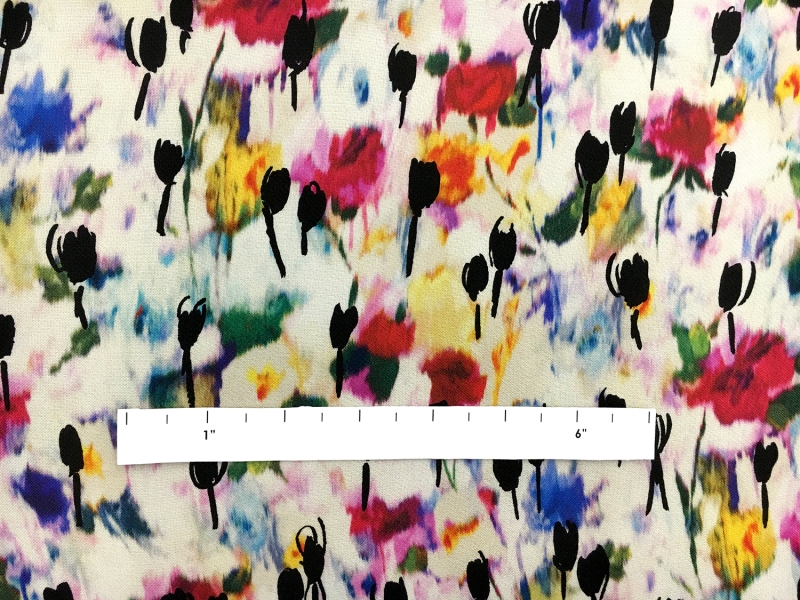 Printed Silk Gazar with Degradé Abstract Tulips2