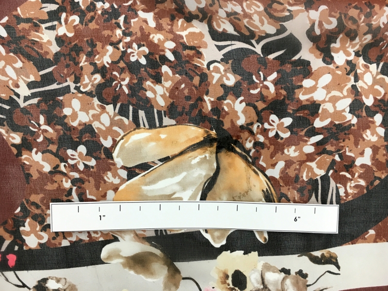 Printed Silk Chiffon with Butterflies and Abstract Geometric Patterns1