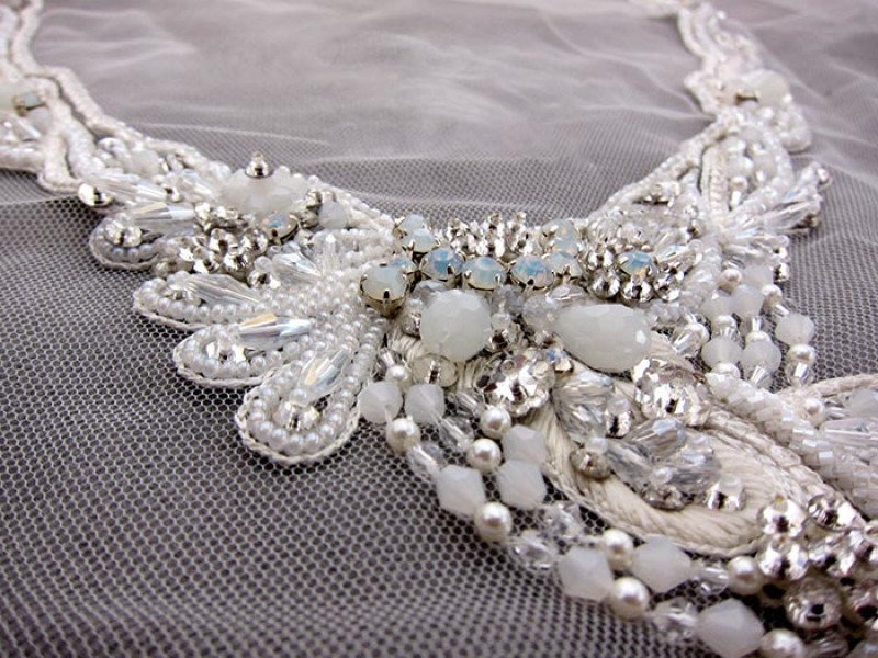 Adelaide Crystal Beaded and Embroidered Tulle Bodice0