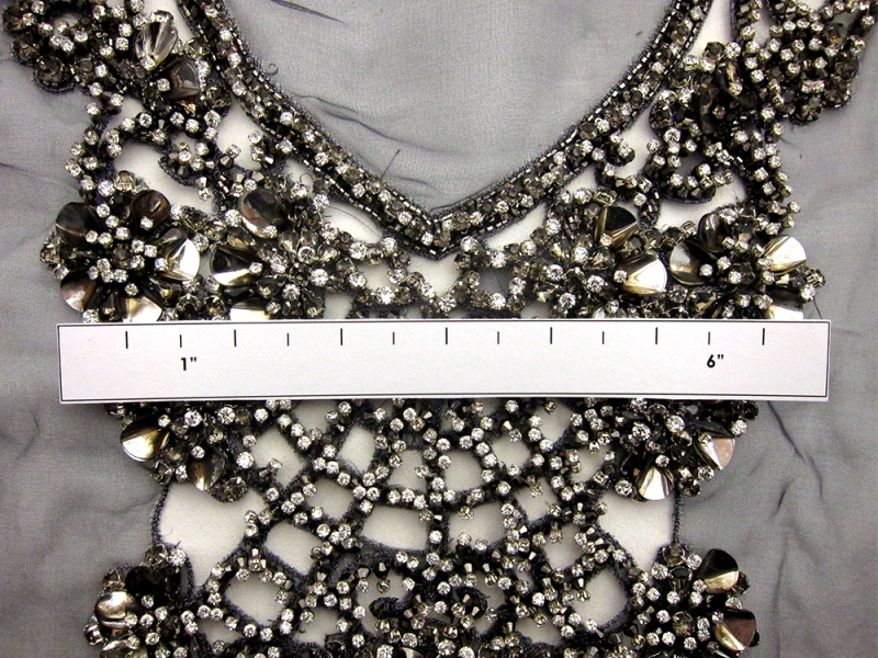 Christine Beaded Crystal Bodie on Charcoal Silk Organza1