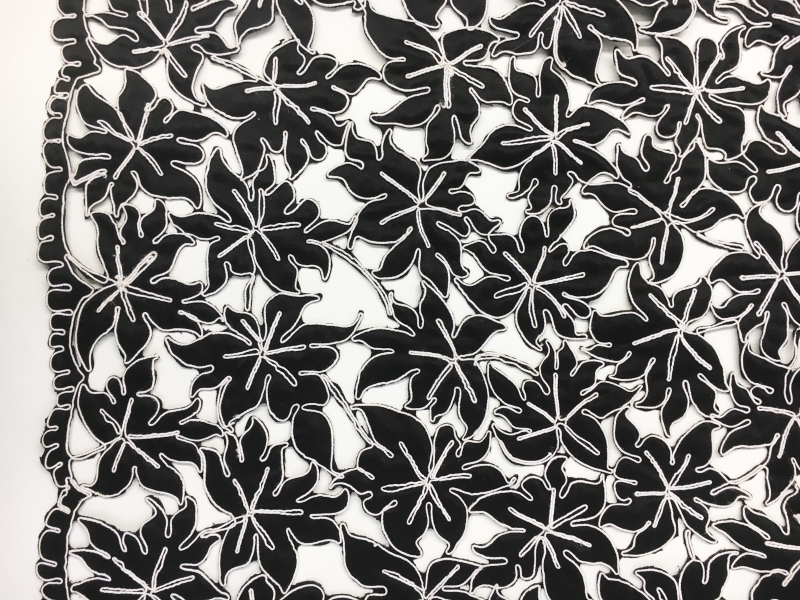 Corded Laser Cut Satin with a Double Scalloped Border0