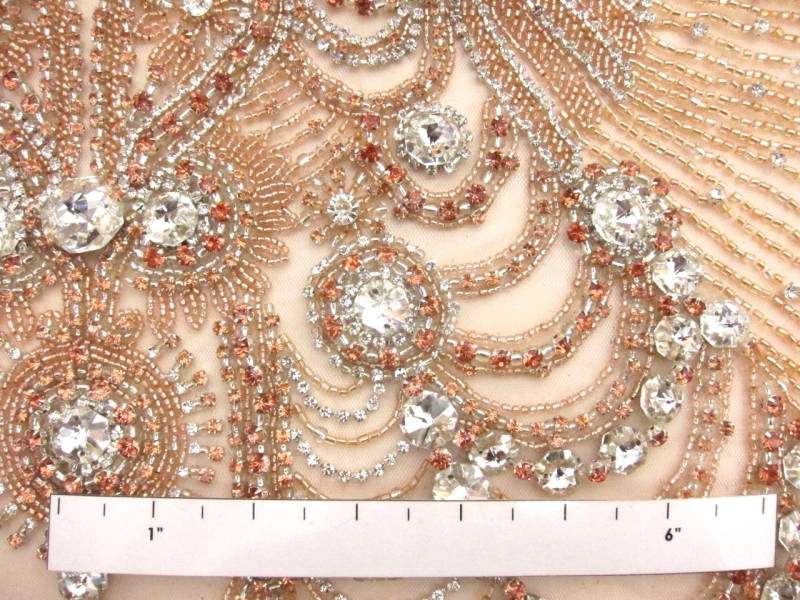 Charlotte Peach Crystal Embroidered Tulle Bodice1