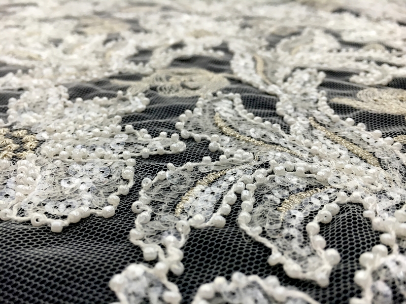 Beaded and Sequined Tulle with Metallic Embroidery2