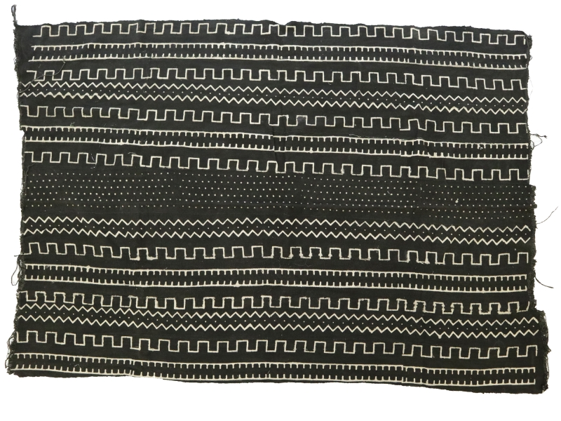 Cotton Mud Cloth Panel in Black Geometric Stripes