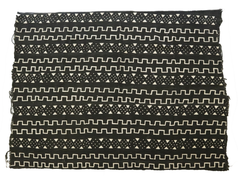 Cotton Mud Cloth Panel in Black Geometric Stripes
