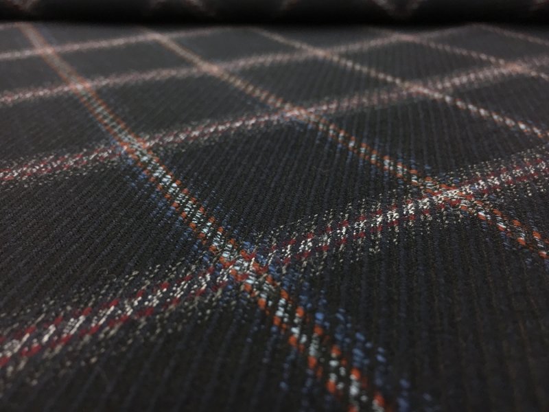 Italian Wool Bamboo Blend Windowpane Suiting in Navy2