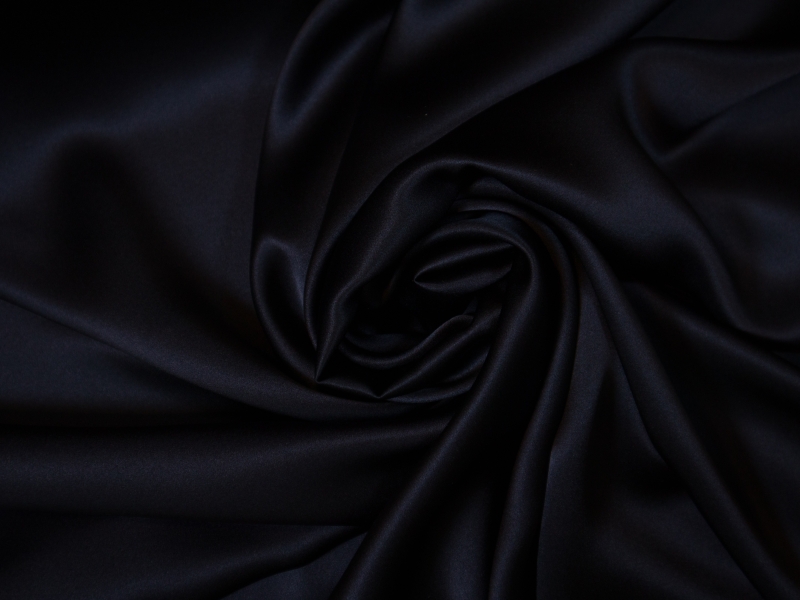 Solid silk charmuese in Navy- draped