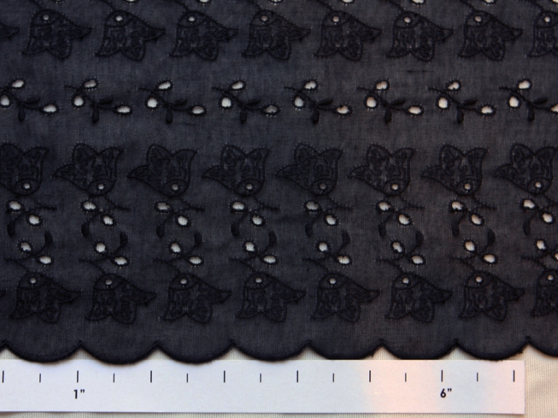 Cotton Voile Eyelet in Midnight Navy0