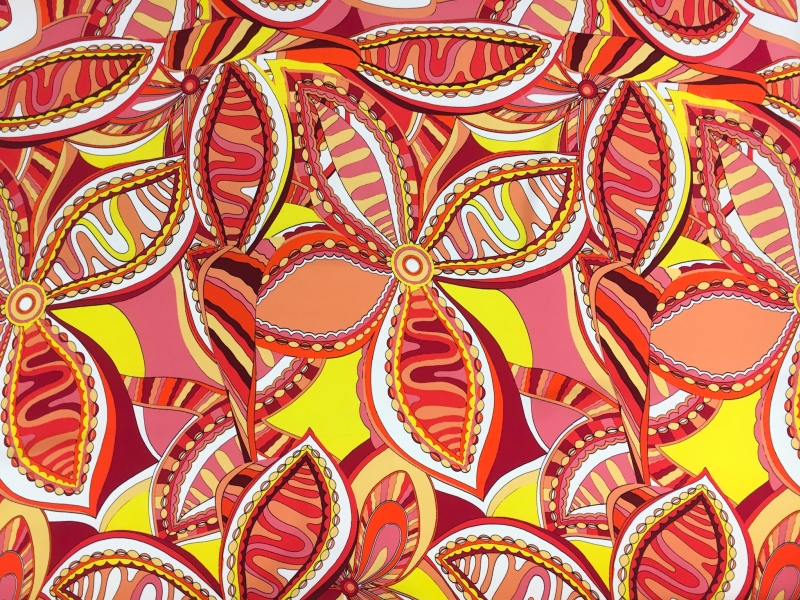 Printed 4Ply Crepe with Large Vibrant Abstract Flowers0