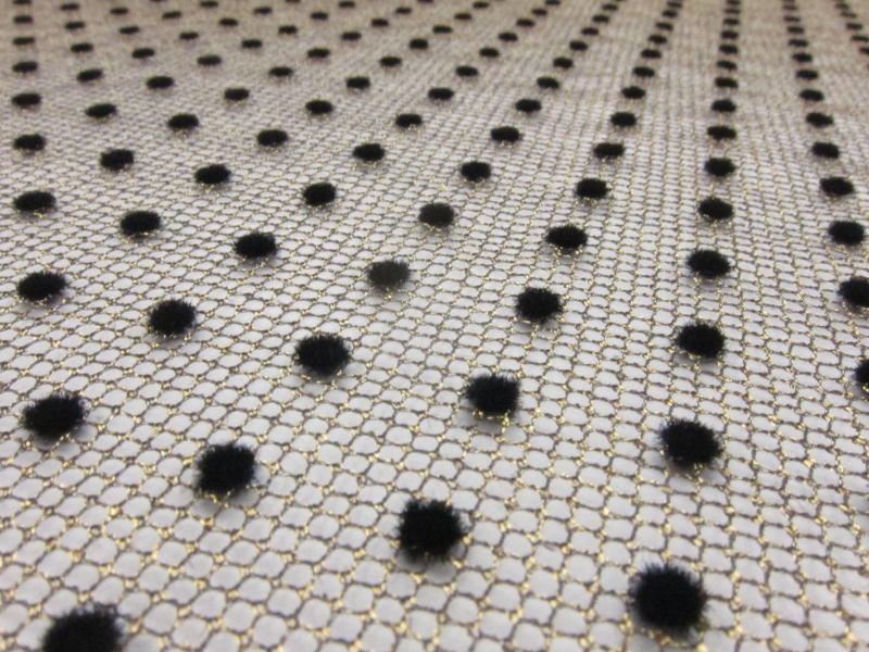 Polka Dot Flocking on Metallic Tulle in Gold2