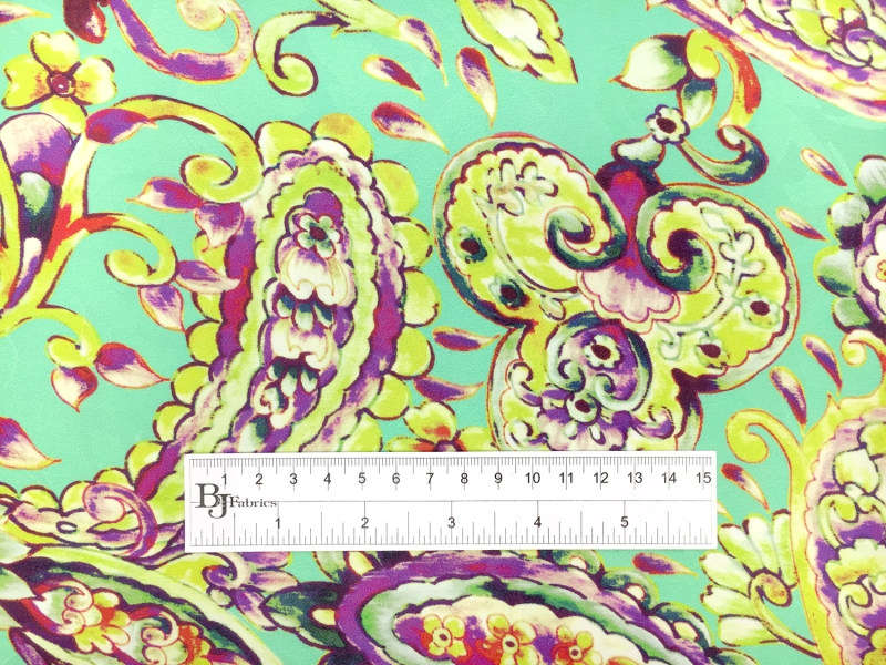 Printed Silk Jacquard with Italian Tile Paisley1