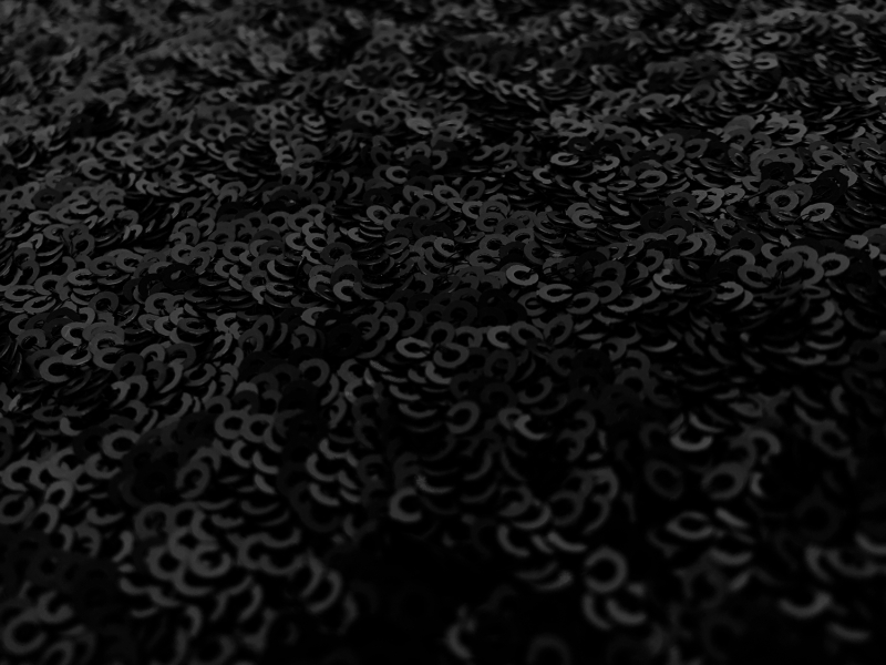Mini Sequins on Stretch Tulle in Matte Black0