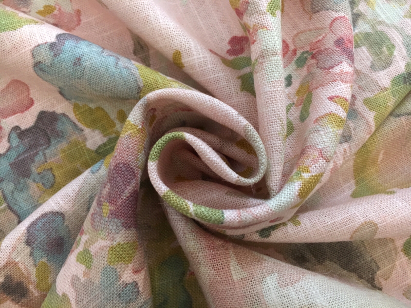 Linen Viscose Upholstery Watercolor Florals Print1