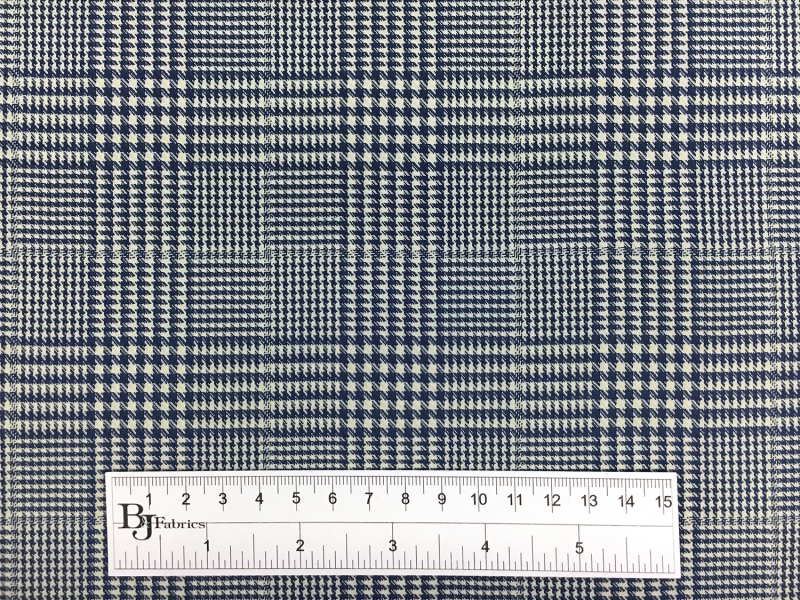 Italian Wool Lycra Glen Plaid in Blue3