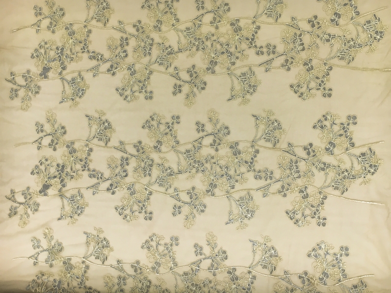 Metallic Embroidered Tulle with Florals and Heavy Embroidery0