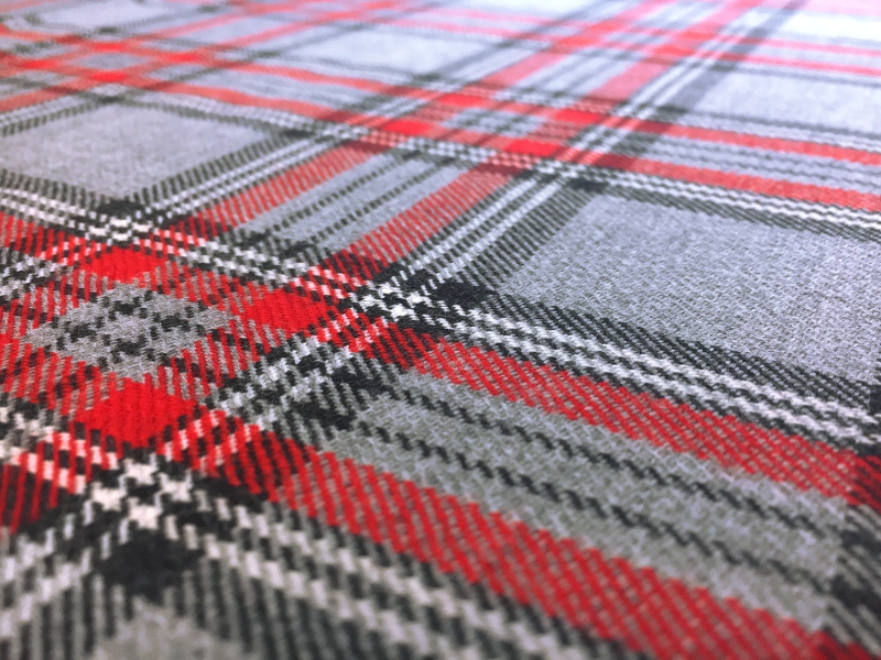 Italian Virgin Wool Tartan Plaid in Grey and Red3