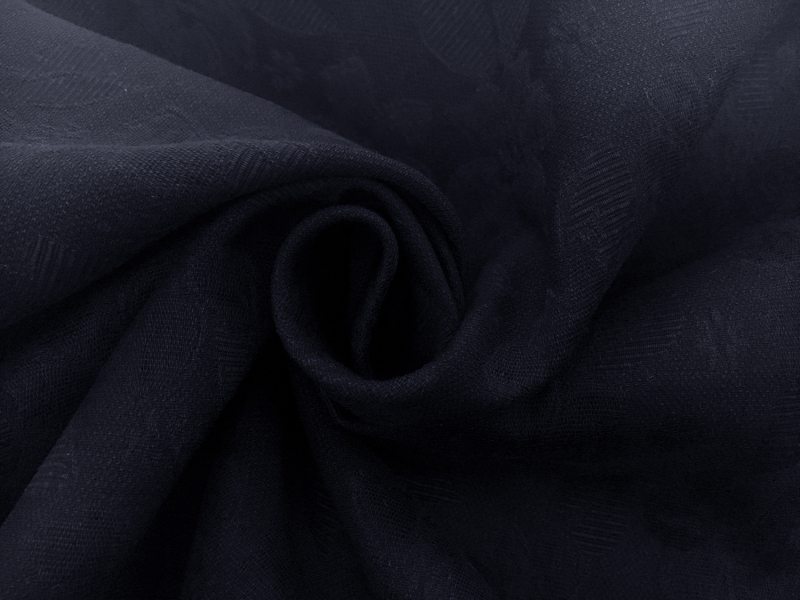 Swiss Cotton Floral Brocade in Navy1