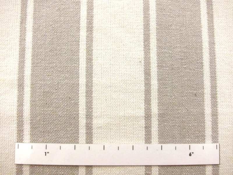 Cotton Upholstery 2.75" Stripe In Pewter and White0