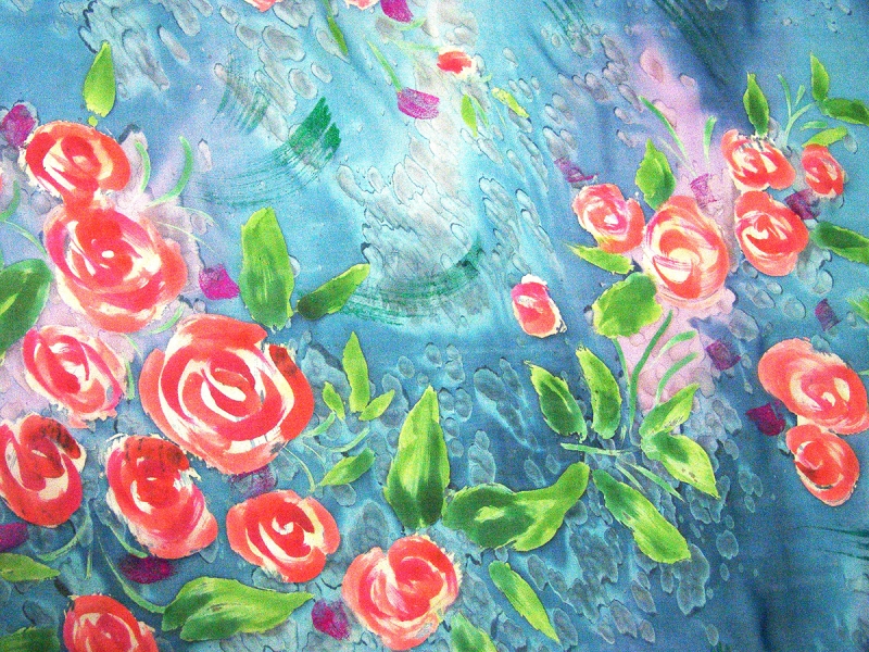 Printed Metallic Silk Chiffon0