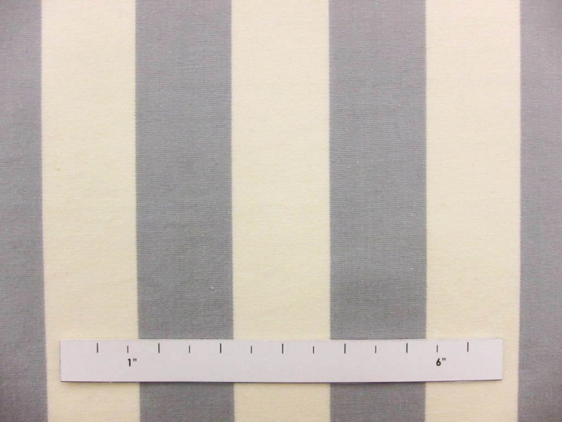 Cotton Upholstery 1.5" Stripe In Silver And Ivory 1