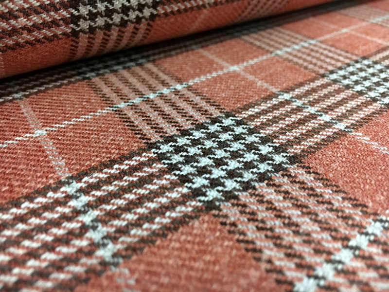 Italian Silk Linen Wool Blend Plaid in Rust2