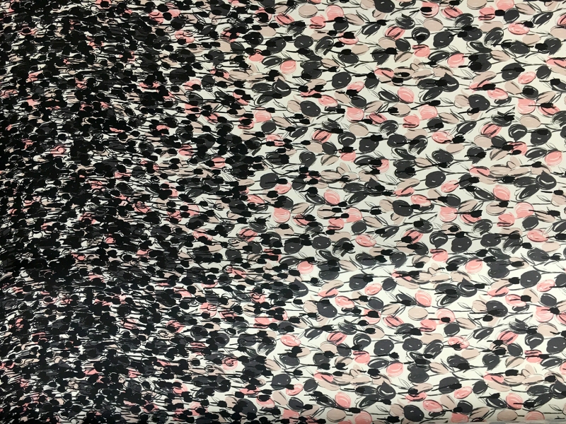 Printed Silk Gazar with Degradé Abstract Tulips0