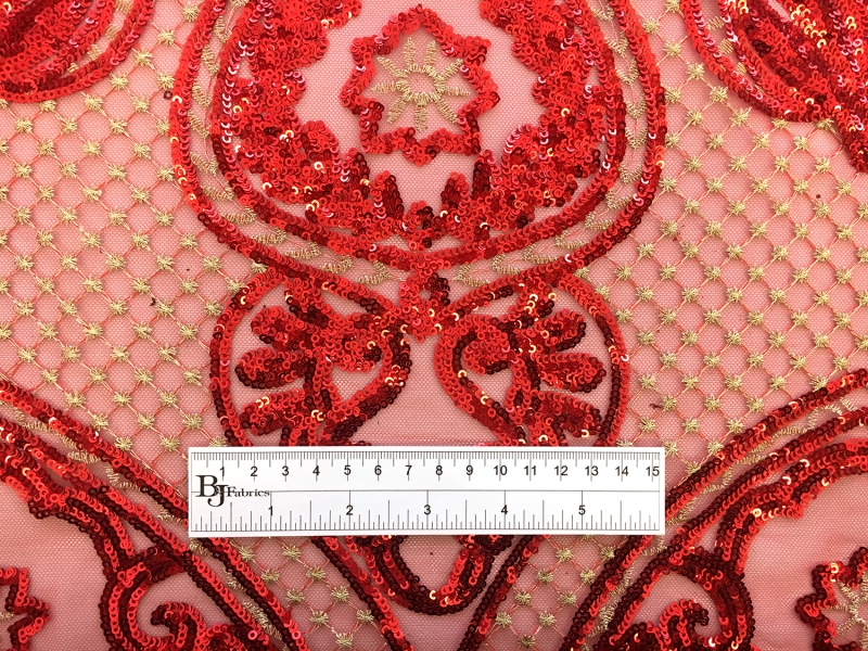 Sequins on Tulle with Ornate Art Nouveau Patterns1