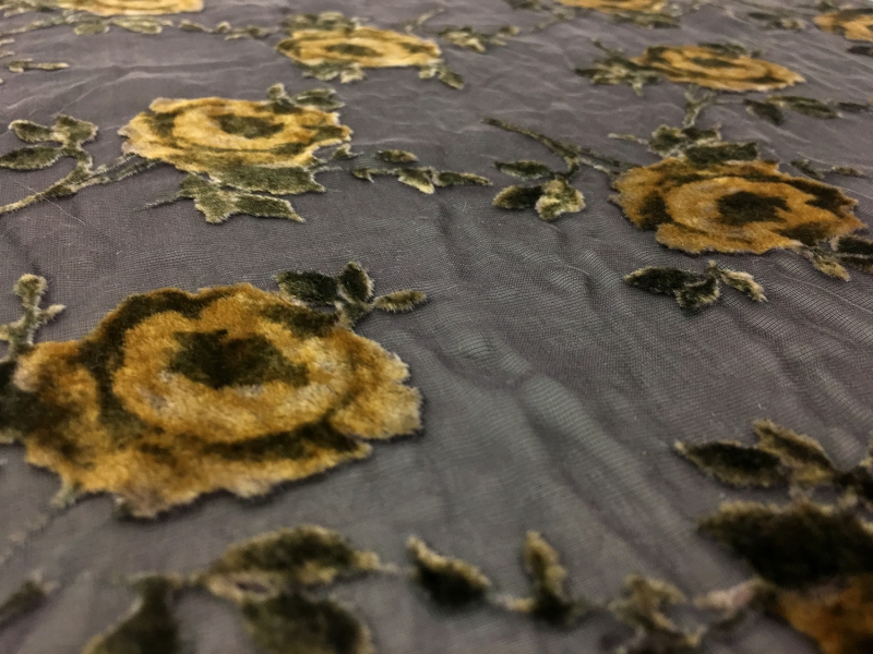 Silk Rayon Burnout Velvet With Floral Motif2