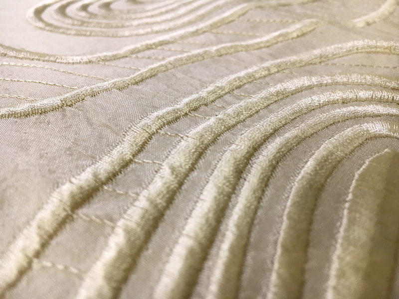 Silk Shantung with Embroidered Swirls2