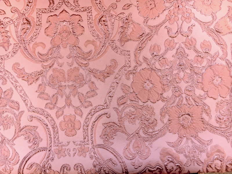 Silk Blend Metallic Cloqué Brocade with Rococo Floral Patterns0