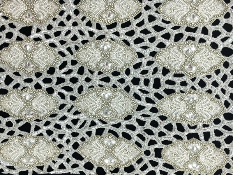 Novelty Crystal and Beads Cut Out Silk Chiffon0