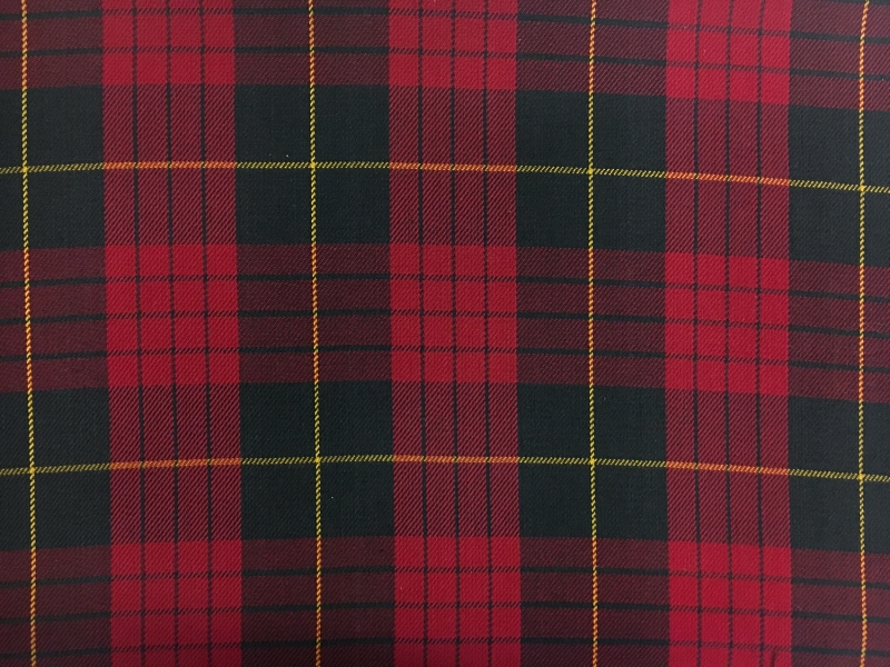 Cotton Tartan Plaid in Red Black and Gold0
