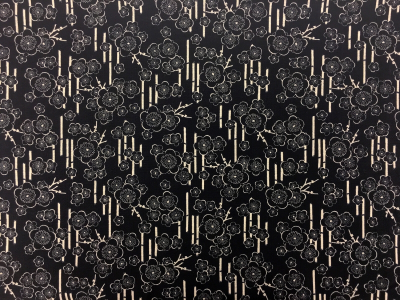 Japanese Cotton Floral Print in Navy0