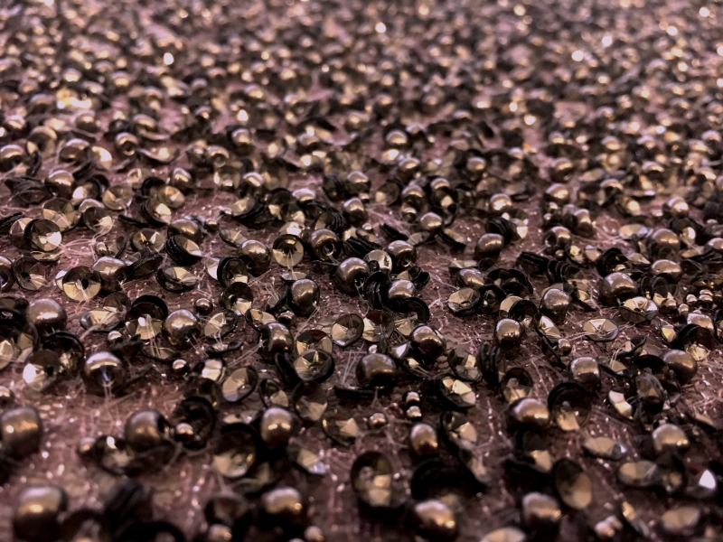 Pearls and Sequins on Metallic Mesh in Gunmetal2