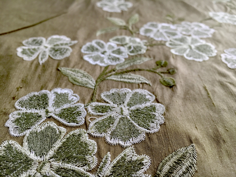 Embroidered Silk Shantung with Floral Degradé2
