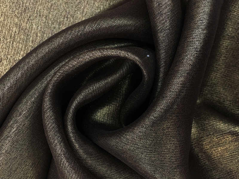 Microfiber Gold Metallic Chiffon in Espresso0