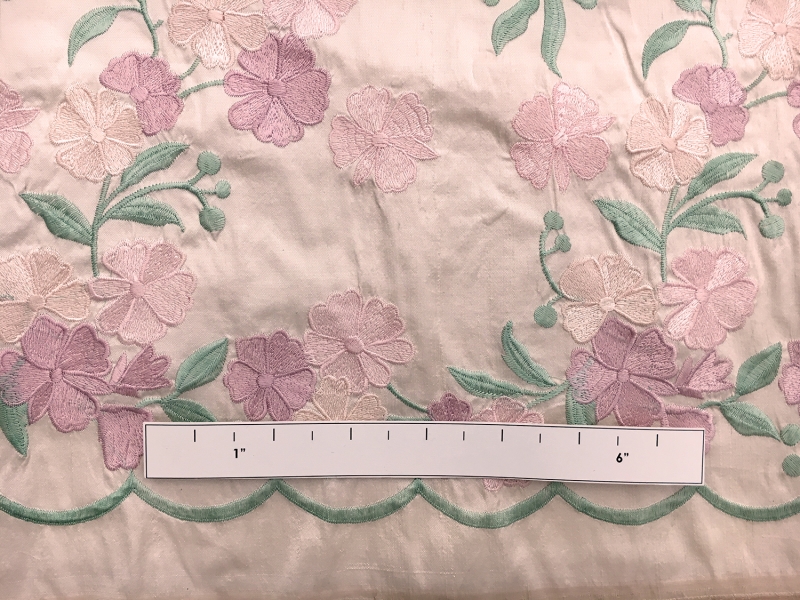 Silk Shantung with Embroidered Floral Degradé1