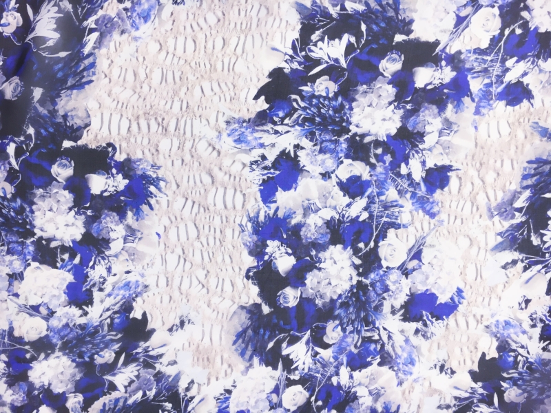 Printed Silk Organza with Floral Bouquets0