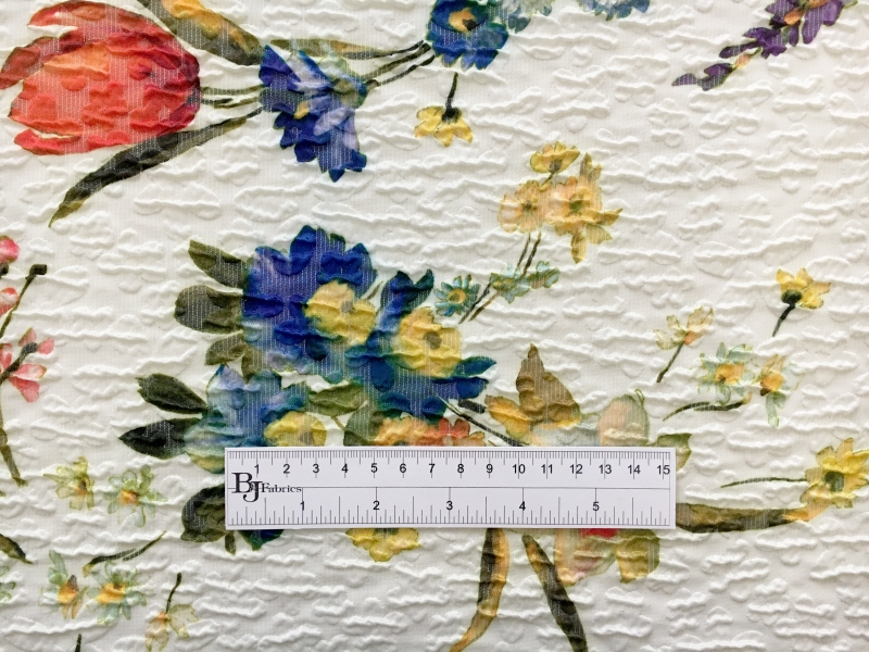 Polyester and Viscose Printed Cloqué 1