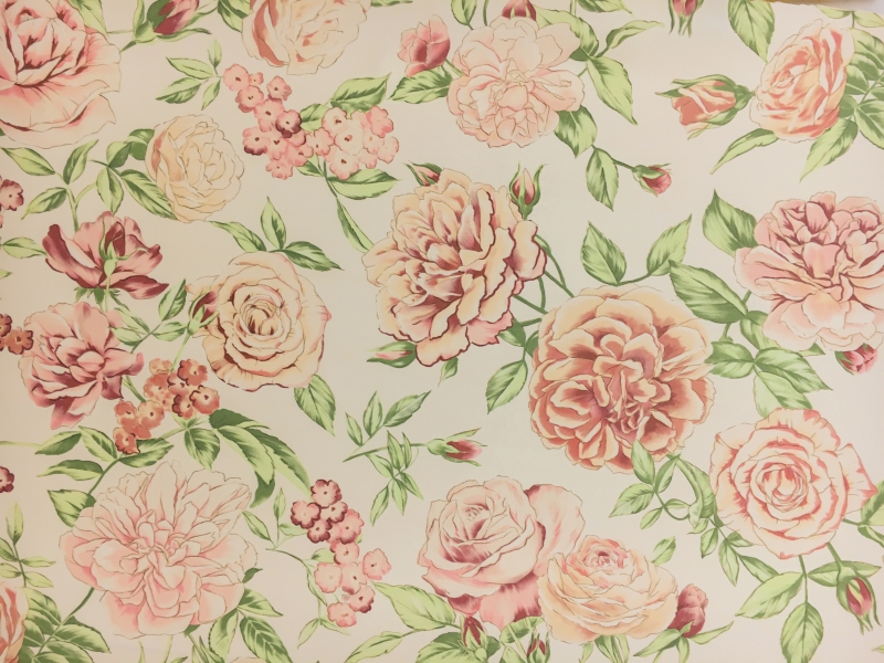 Printed Silk Canvas with Large Roses0