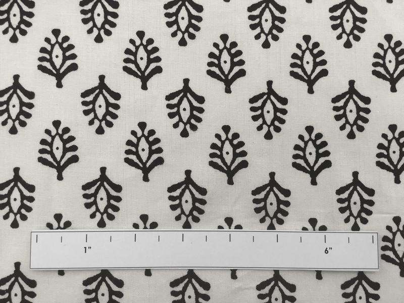Cotton Lawn Black & White Leaf Eye Print 1