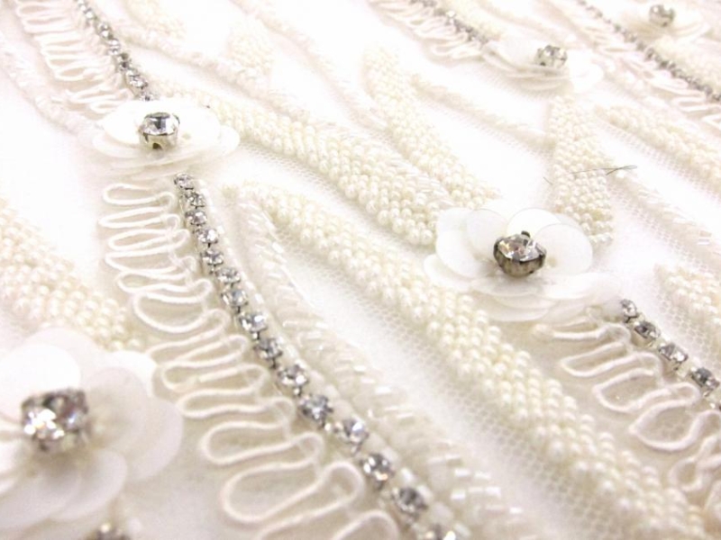 Degrade Hand Beaded  ReEmbroidered Tulle0